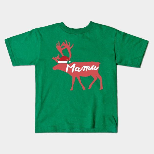 Mama Mother Mom Reindeer Family Group Christmas Eve Matching Kids T-Shirt by Freid